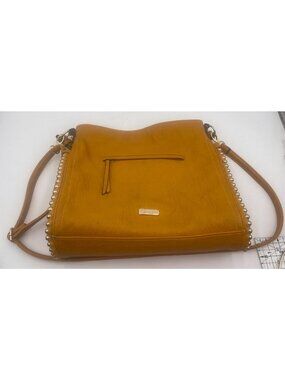 Jessica Simpson Mustard Yellow Faux Leather Shoulder Bag Gold Stud Accents